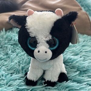 Ty Beanie Boos Plush Cow with Black and White Fur butter
